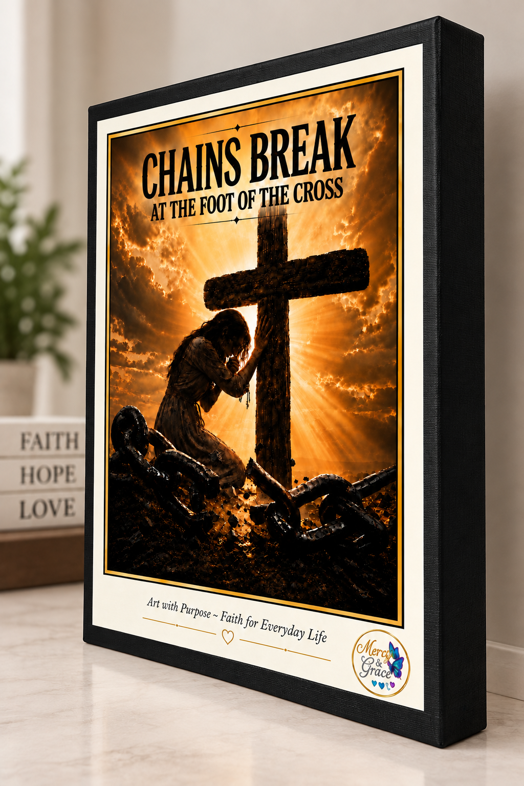 Chains Break at the Foot of the Cross Canvas Wall Art