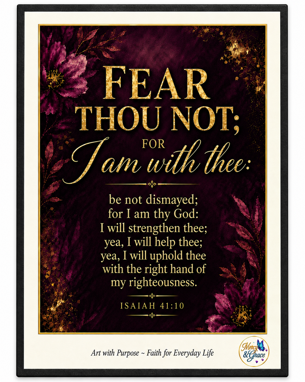 Fear Thou Not — Isaiah 41:10 Christian Canvas Wall Art