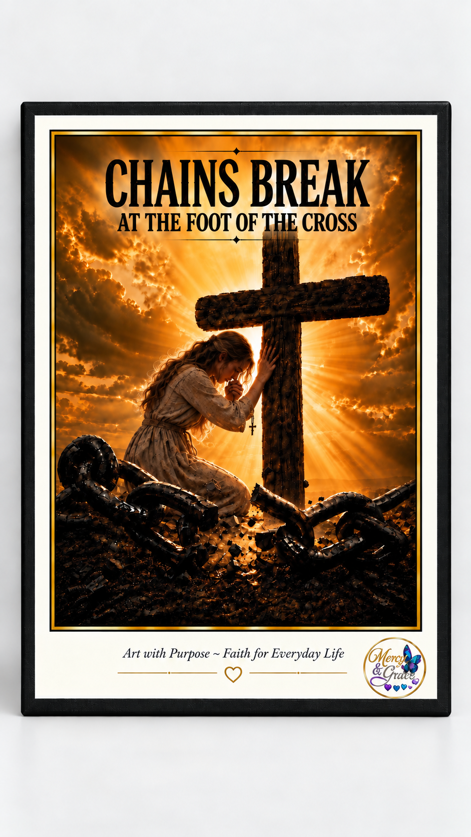 Chains Break at the Foot of the Cross Canvas Wall Art