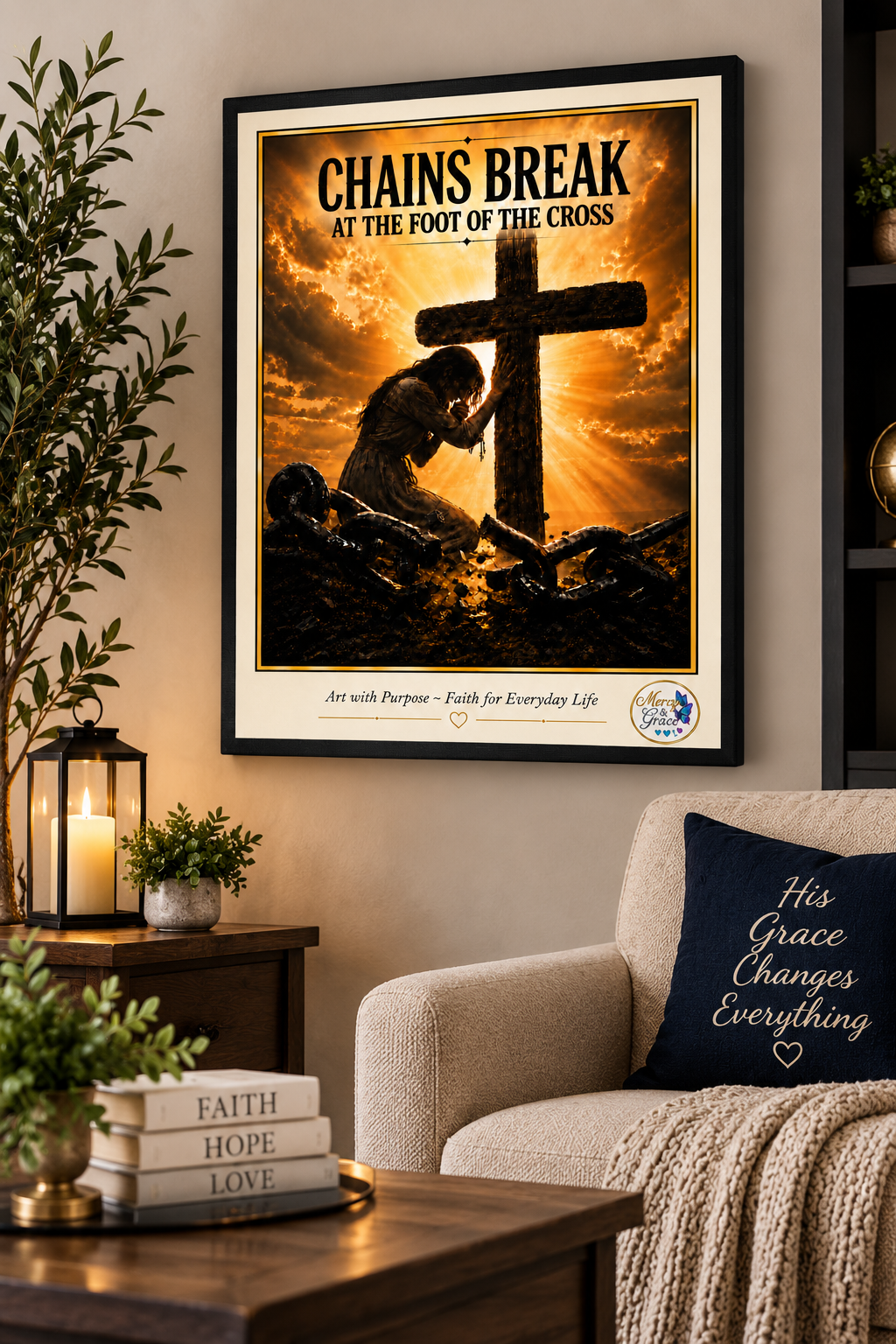 Chains Break at the Foot of the Cross Canvas Wall Art