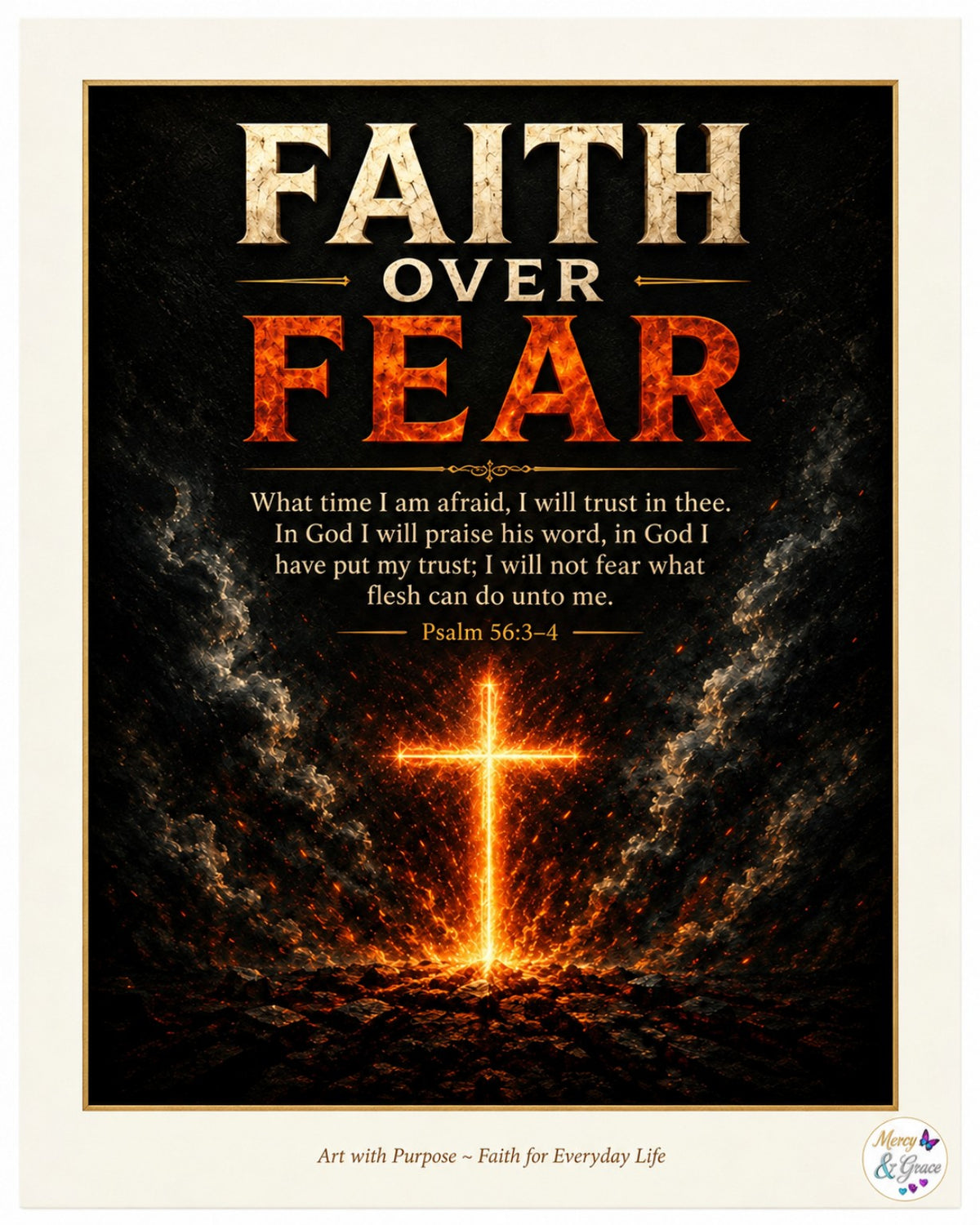 Faith Over Fear — Psalm 56:3–4 Christian Canvas Wall Art