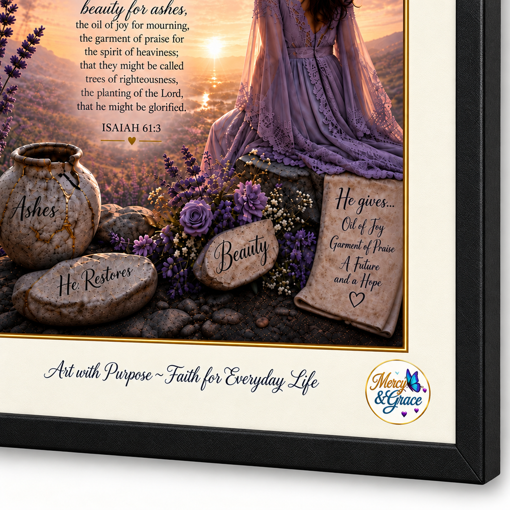Beauty for Ashes — Isaiah 61:3 Christian Canvas Wall Art