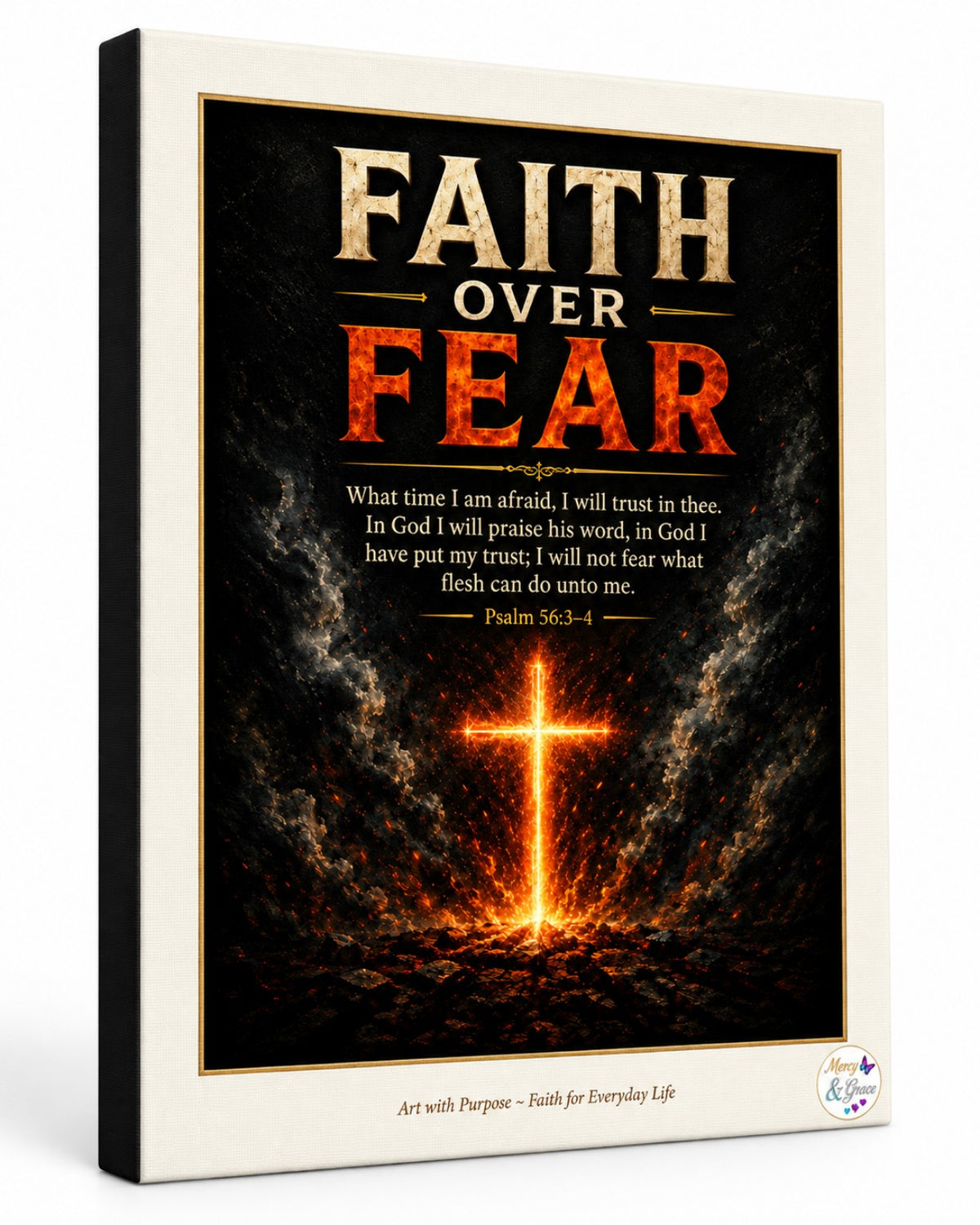 Faith Over Fear — Psalm 56:3–4 Christian Canvas Wall Art