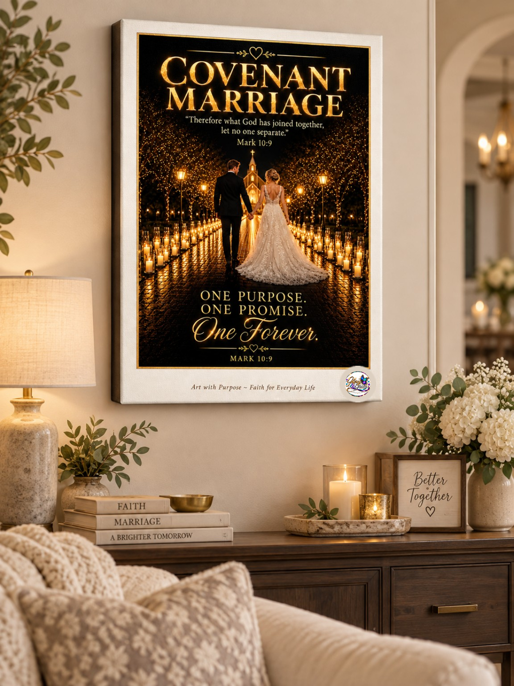 Covenant Marriage | Mark 10:9 Christian Canvas Wall Art
