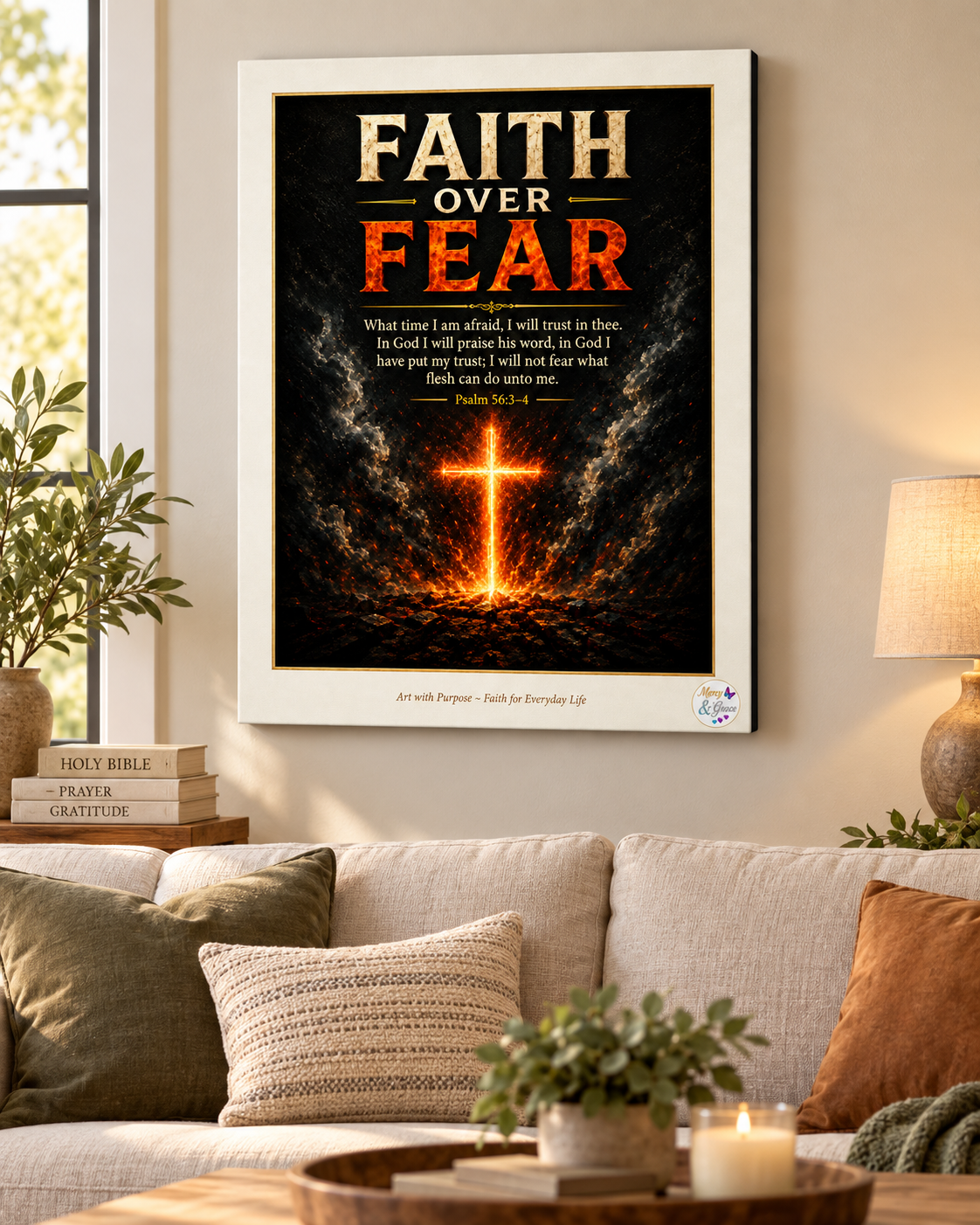 Faith Over Fear — Psalm 56:3–4 Christian Canvas Wall Art