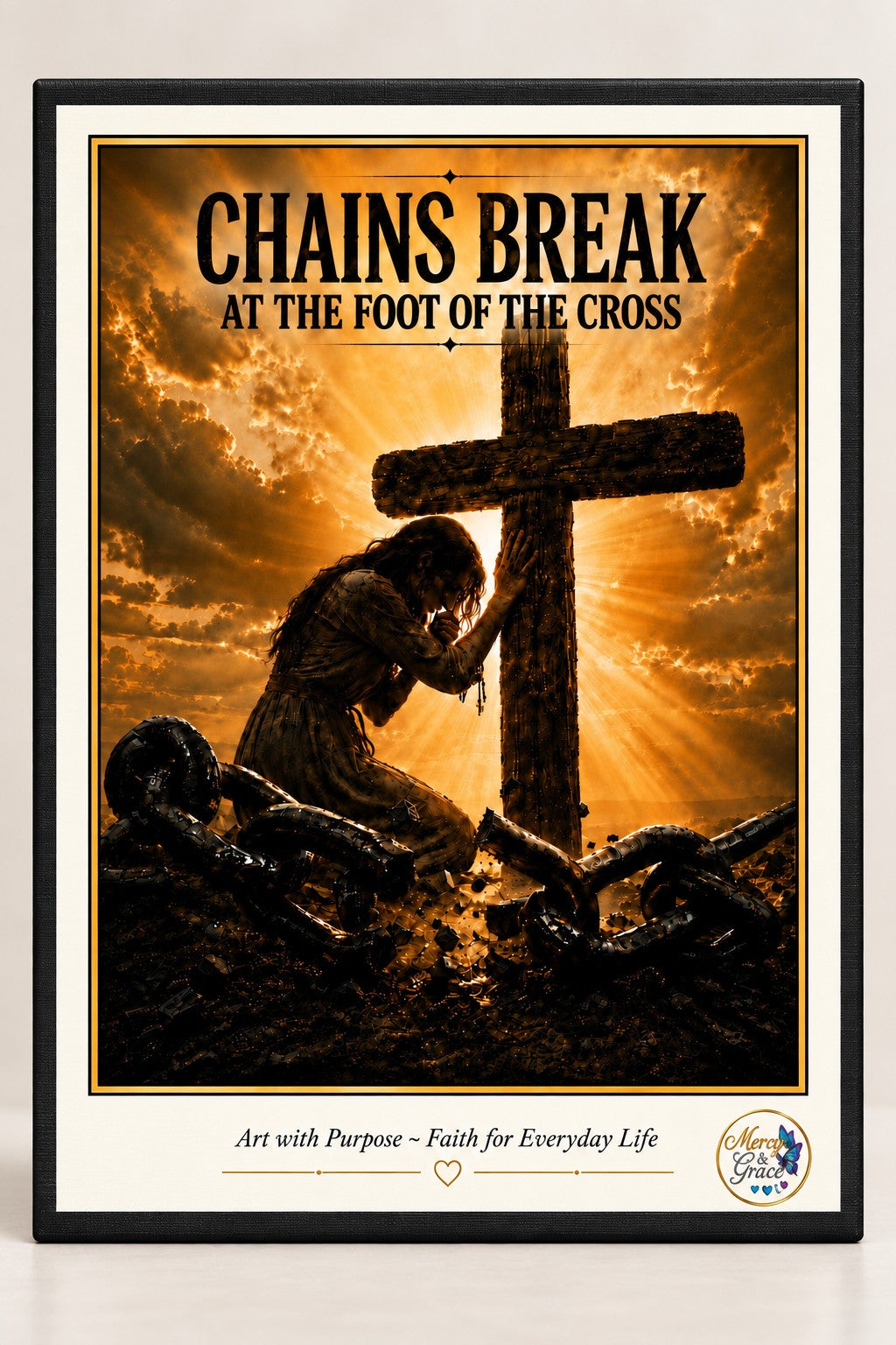 Chains Break at the Foot of the Cross Canvas Wall Art