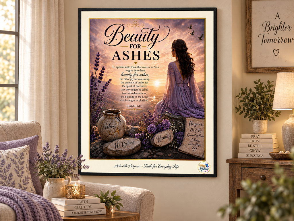 Beauty for Ashes — Isaiah 61:3 Christian Canvas Wall Art