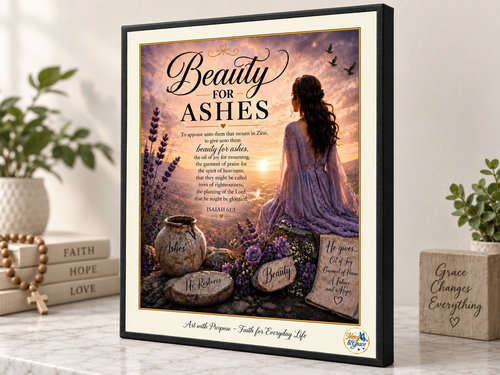 Beauty for Ashes — Isaiah 61:3 Christian Canvas Wall Art