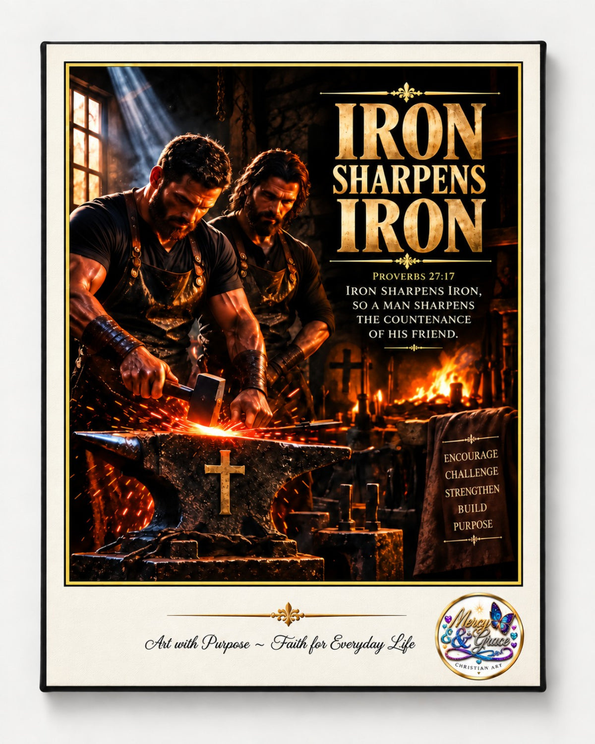 Iron Sharpens Iron | Proverbs 27:17 Canvas Wall Art